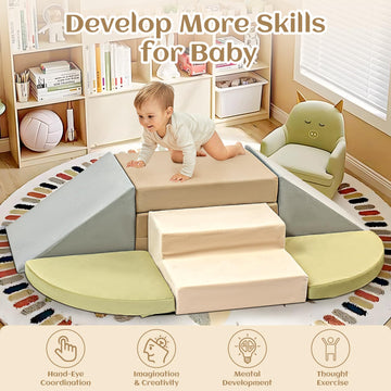6-Piece Toddler Climbing Toys Indoor, Foam Climbing Toys For Toddlers, Soft Play Baby Climbing Blocks For Crawling And Sliding,