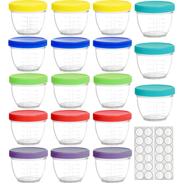 Youngever 18 Pack Baby Food Storage, 4 Oz Baby Food Containers With Lids, 6 Assorted Colors, With Lids Labels