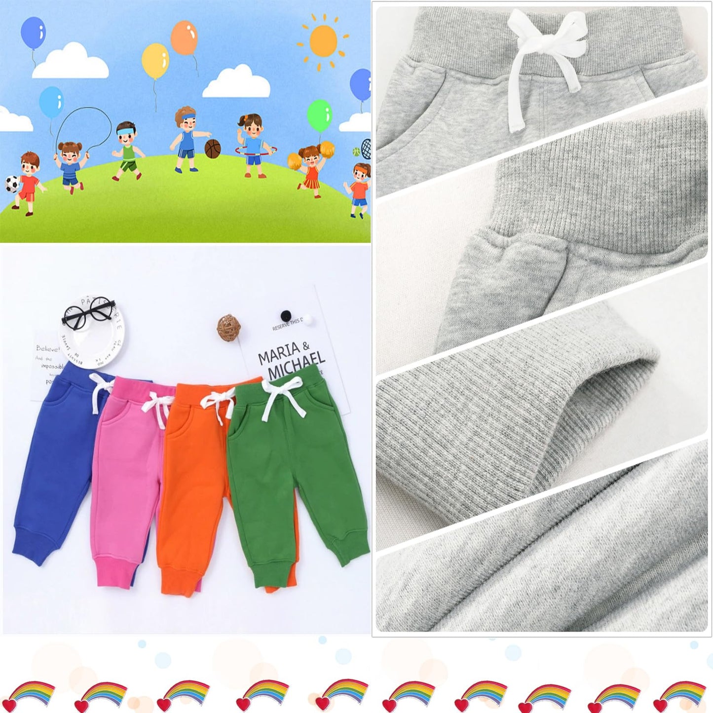 CuteOn Unisex Toddler Jogger Pants Kids Cotton Elastic Waist Winter Baby Sweatpants Pants 5Years Grey