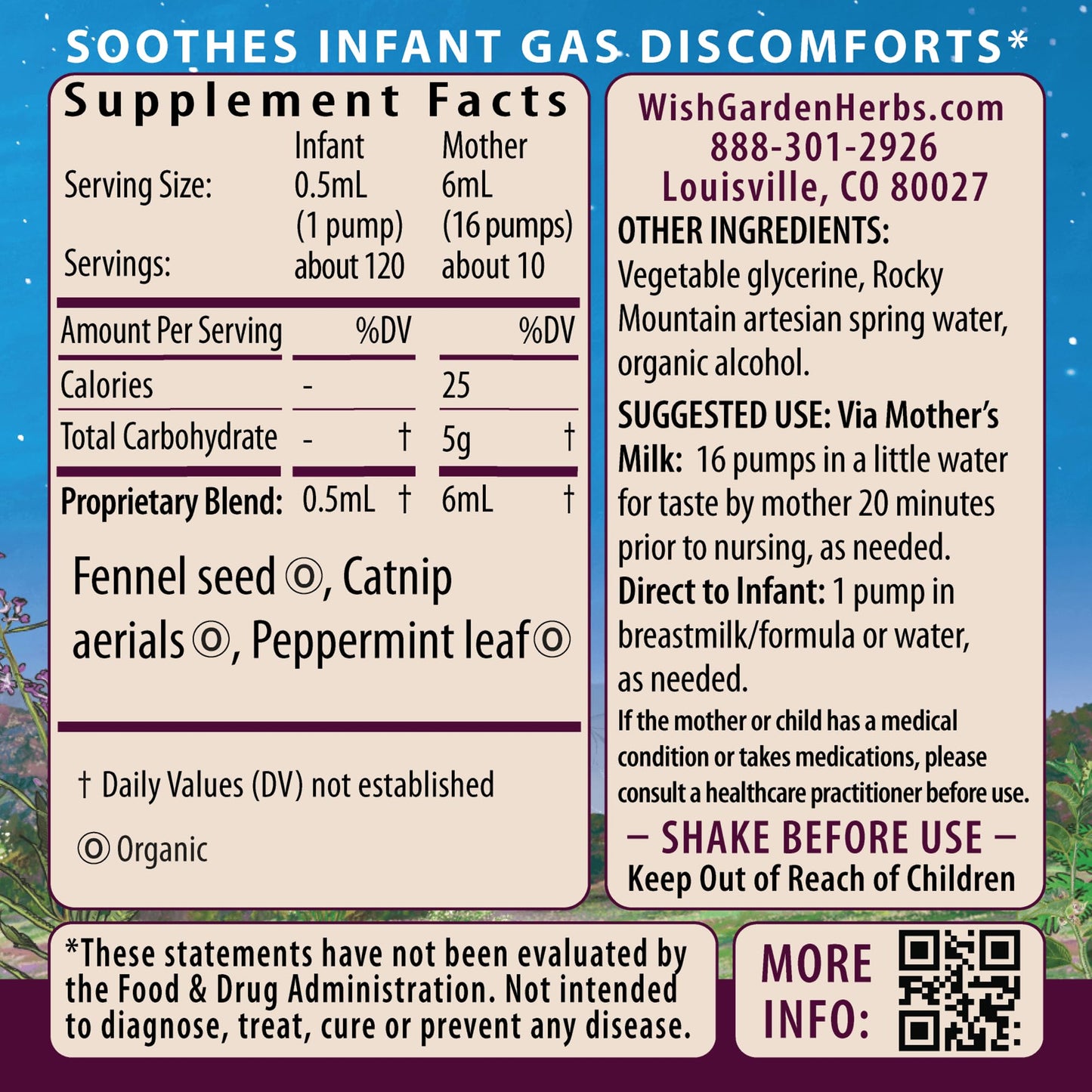 Wishgarden Herbs Colic Ease For Infants - Natural Herbal Colic Relief For Newborns, Infant Gas Relief Drops Soothes Baby Gas Bub