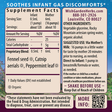 Wishgarden Herbs Colic Ease For Infants - Natural Herbal Colic Relief For Newborns, Infant Gas Relief Drops Soothes Baby Gas Bub