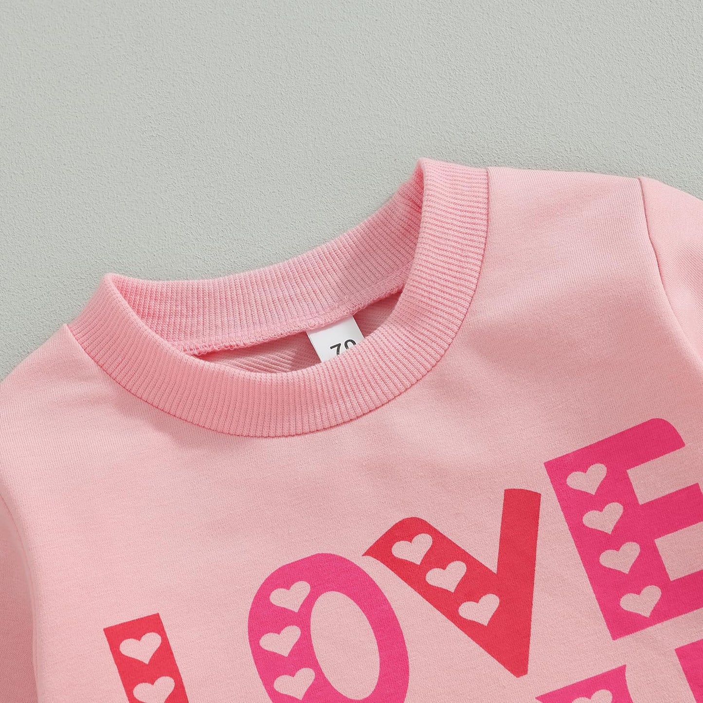Baby Girl Boy Valentines Day Outfit Jumpsuit Love Heart Print Long Sleeve Sweatshirt Romper Onesie Newborn Clothes (Pink, 18-24