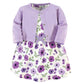 Touched By Nature Baby Girls' Organic Cotton Dress And Cardigan, Purple Garden, 9-12 Months