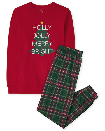 The Children'S Place Baby Girls Family Matching Christmas Holiday Sets, Snug Fit 100% Cotton, Pajama Set, Holly Jolly/Plaid, 7 U