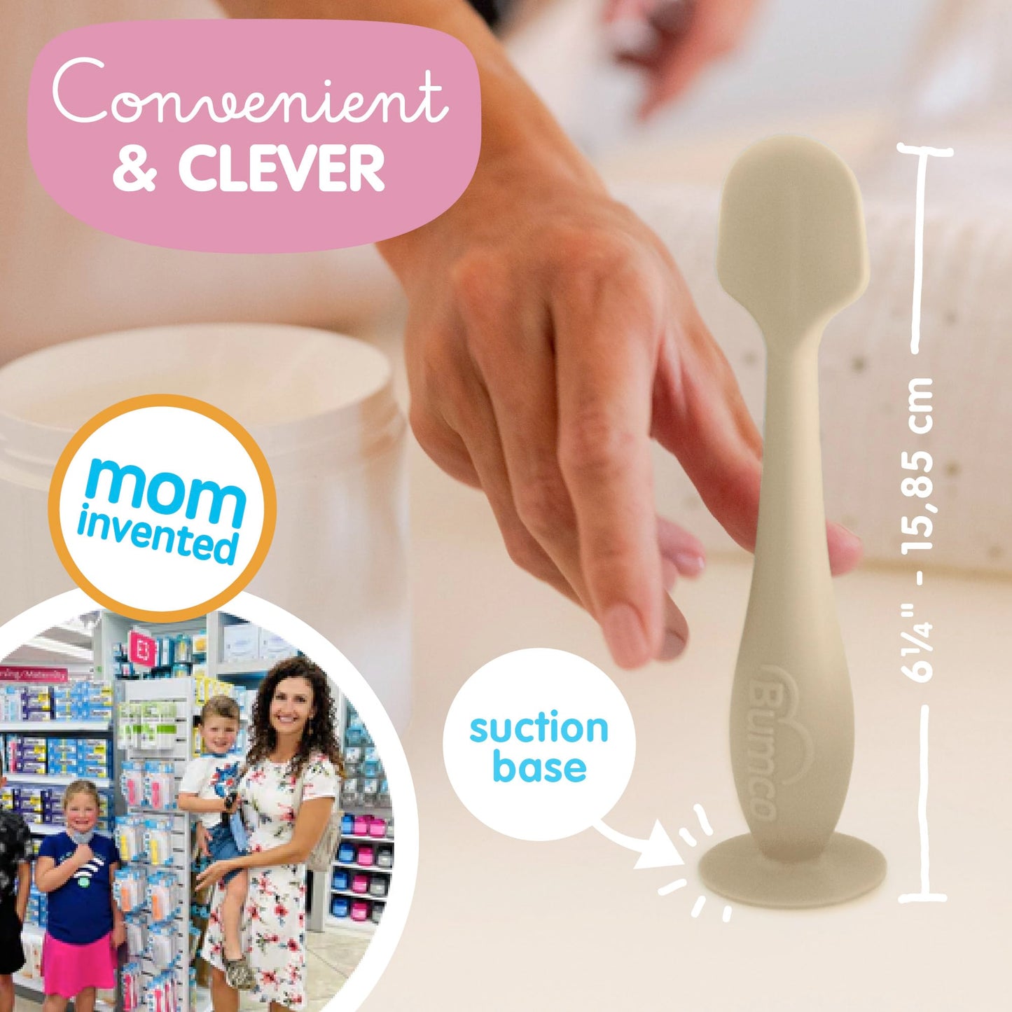 Bumco Baby Bum Brush - Bpa-Free Diaper Cream Spatula With Suction Cup Base, Soft & Flexible Silicone, Wipe-Clean, Mom-Invented D