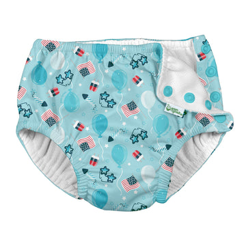 I Play Boys Reusable Absorbent Baby Swim Diapers Light Aqua Celebration 6 Months
