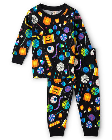 The Children'S Place,Unisex Baby,And Kids, Sibling Matching, Holiday Pajama Sets, Cotton,Allover Halloween Candy,18 Months