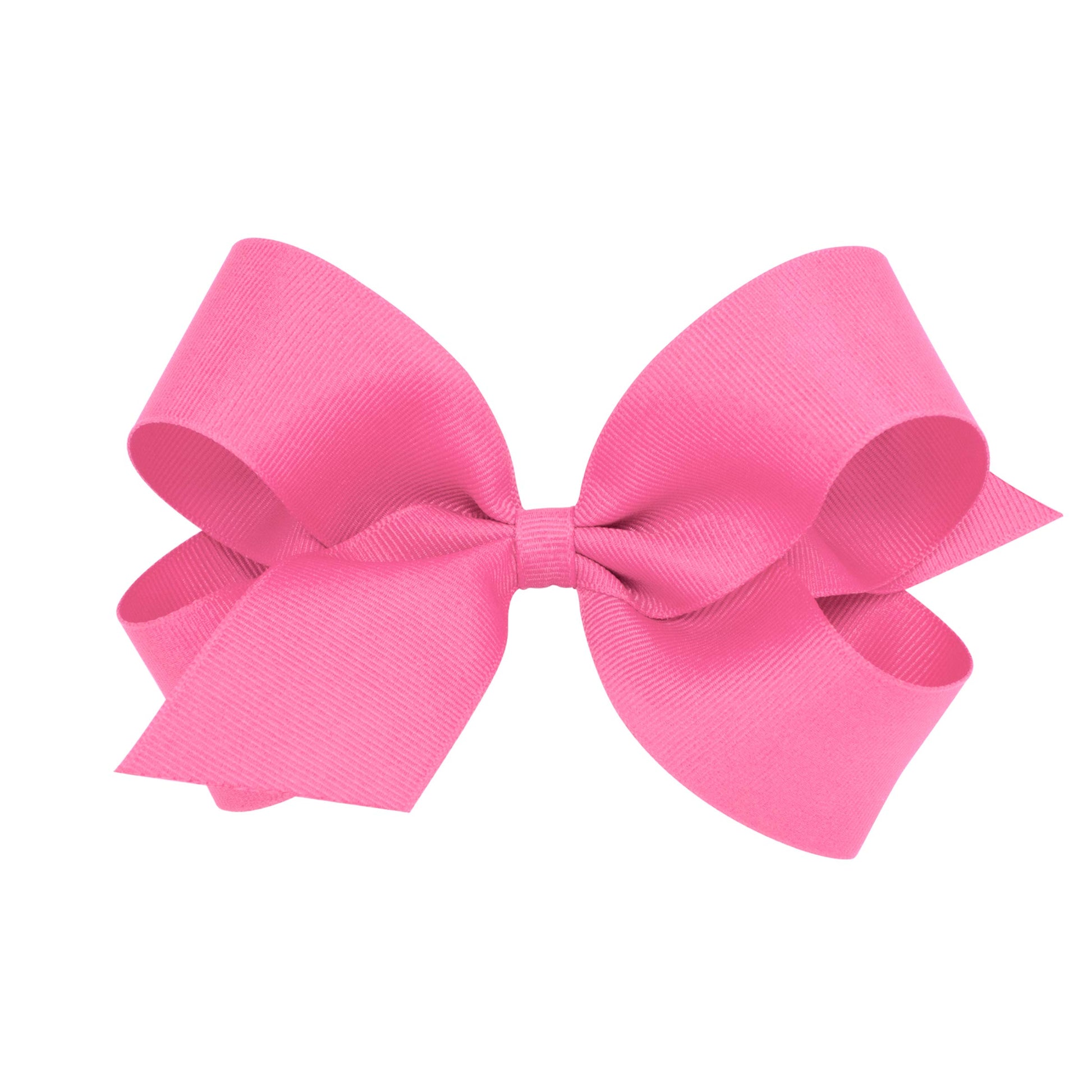 Wee Ones Girls' Classic Grosgrain Hair Bow With Plain Wrap Center On A Weestay Hair Clip, Handmade, Large Sized Bow, Hot Pink