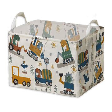 Large Square Dinosaur Nursery Basket With Hard Bottom - Baby Toys Storage Box And Bins For Boy And Girl Dinosaur Rooms Decor