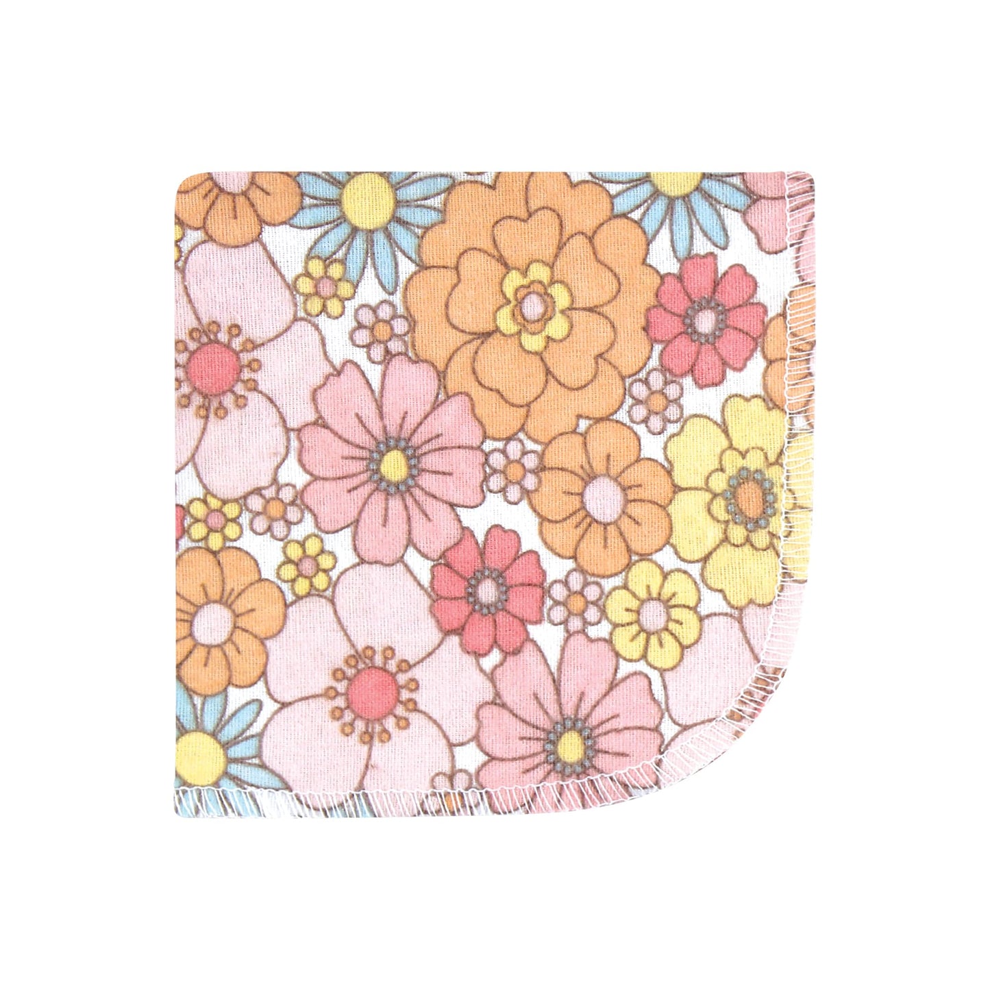 Hudson Baby Unisex Baby Flannel Cotton Washcloths, Peace Love Flowers 12 Pack, One Size