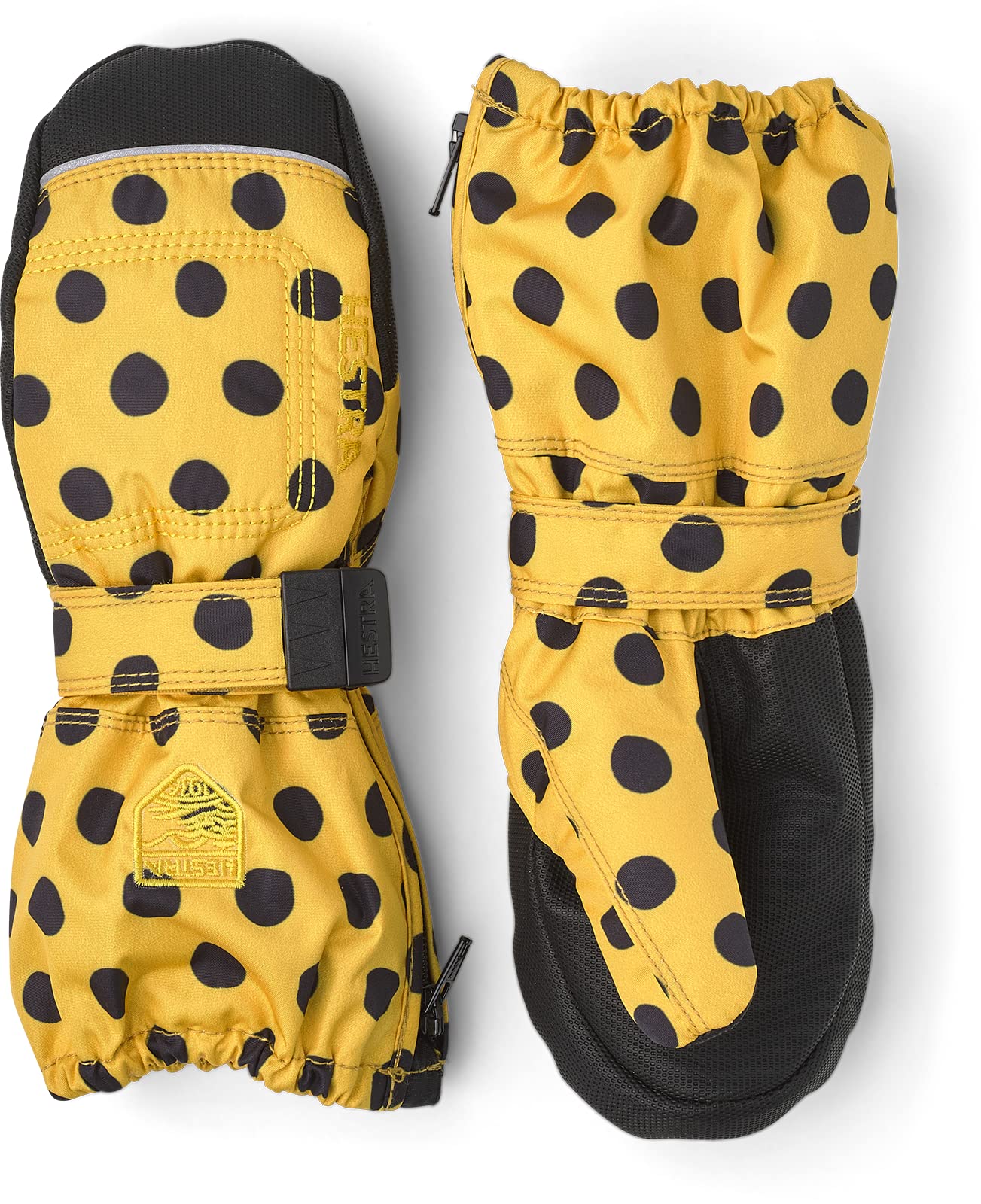 Hestra Baby Zip Long Mitten I Waterproof, Insulated Mittens For Babies And Toddlers For Playing In The Snow - Mustard Print - 2