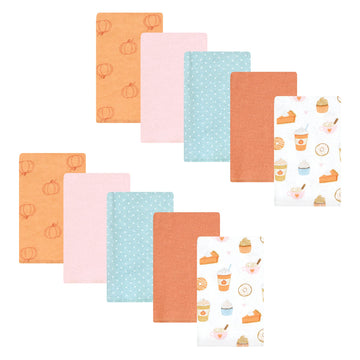 Hudson Baby Unisex Baby Cotton Flannel Burp Cloths, Pumpkin Spice, One Size