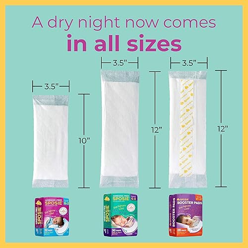 Sposie Booster Pads, Stop Overnight Diaper Leaks, Fits Sizes Newborn 1 2 3, No Adhesive for Sensitive Skin, 32 ct.