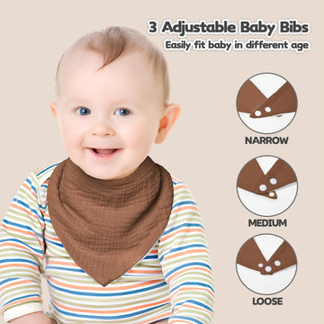 Susurration Muslin Baby Drool Bibs 6Pack Soft Triangular Adjustable Baby Bandana Bibs For Unisex Girls & Boys (Colorful)