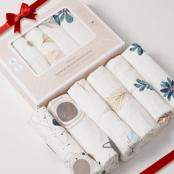 Nightingale Baby Washcloths, Organic Cotton Muslin With Rayon Made From Bamboo - Soft Burp Cloths For Newborn Sensitive Skin - 1