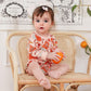 Halloween Newborn Baby Girl Outfit Pumpkin Sweatshirt Romper Long Sleeve Onesie Jumpsuit Infant Fall Winter Clothes (Milk Tea, 0