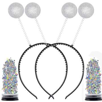 Funcredible Silver Alien Headbands And Glitter - Martian Alien Antenna Headbands - Sparkly Alien Costume Accessories - Alien Hal