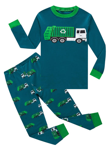 Family Feeling Garbage Truck Baby Boys Long Sleeve Pajamas 100% Cotton Pjs Infant Size 18-24 Mothes