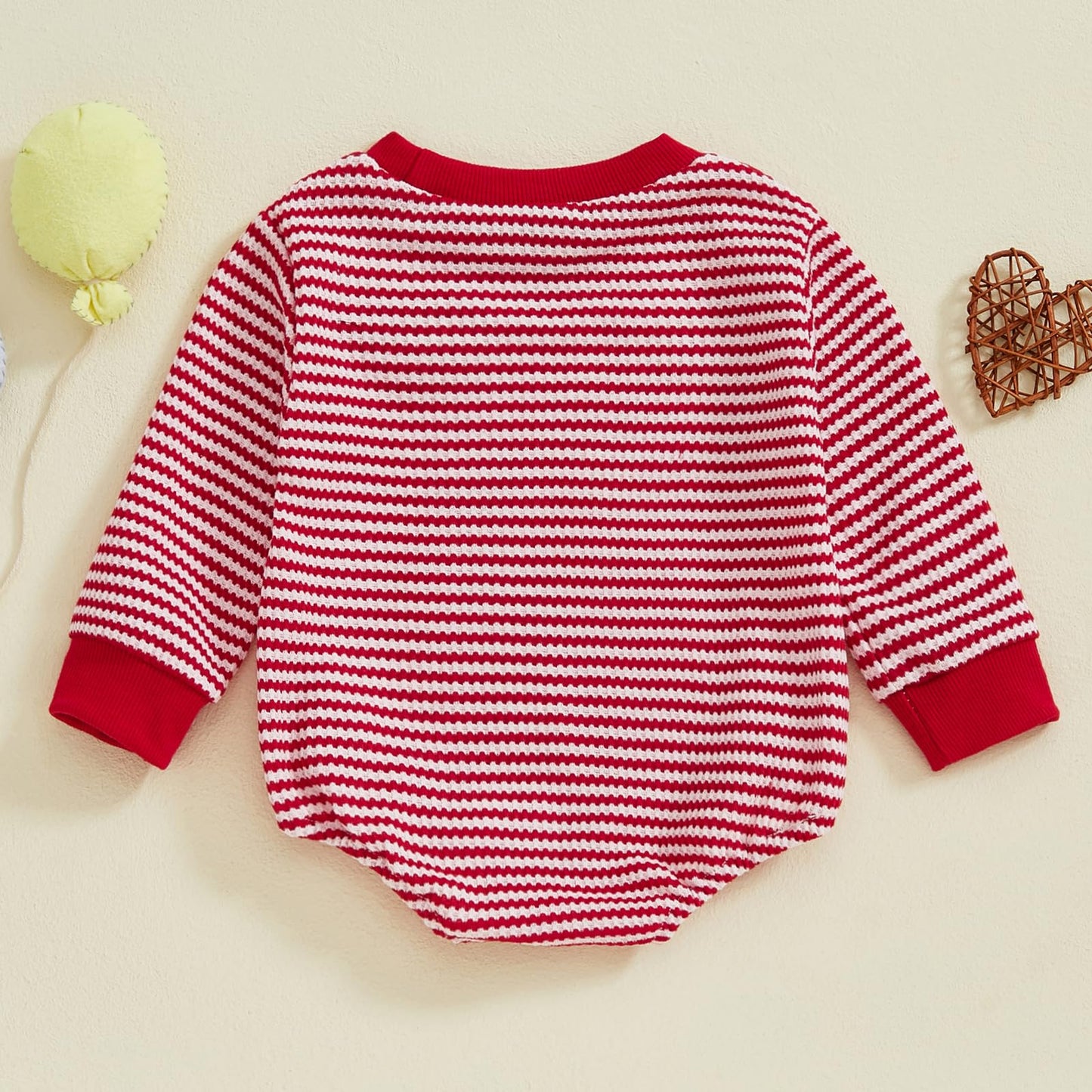Visgogo Valentine'S Day Baby Sweatshirt Romper Striped Heart/Clover Waffle St.Patrick Day Long Sleeve Irish Onesie Jumpsuits (Re