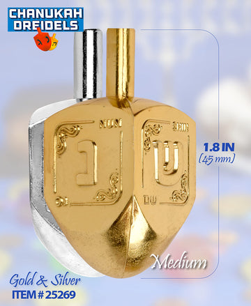 Hanukkah Dreidels - Metallic Gold And Silver Dreidel - 10 Pack Medium