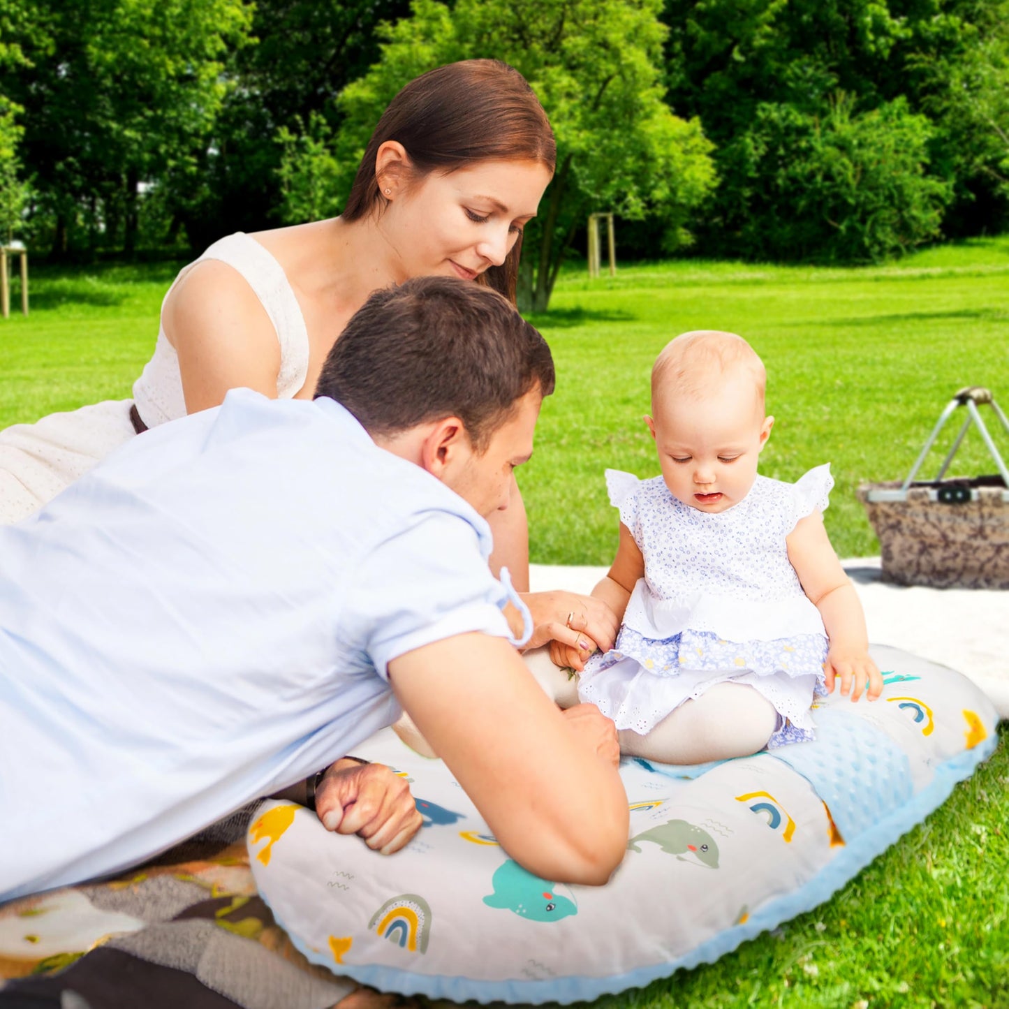 Baby Lounger For Newborns And Infants, Portable Co-Sleeping Bed With Pillow & Foot Rest - 100% Cotton, Snug, Travel-Friendly, Br