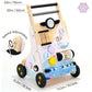 PairPear Wooden Baby Walker, Baby Push Walker Activity Center Toys,Montessori Walker Toy with Shape Sorter, Adjustable Speed Act