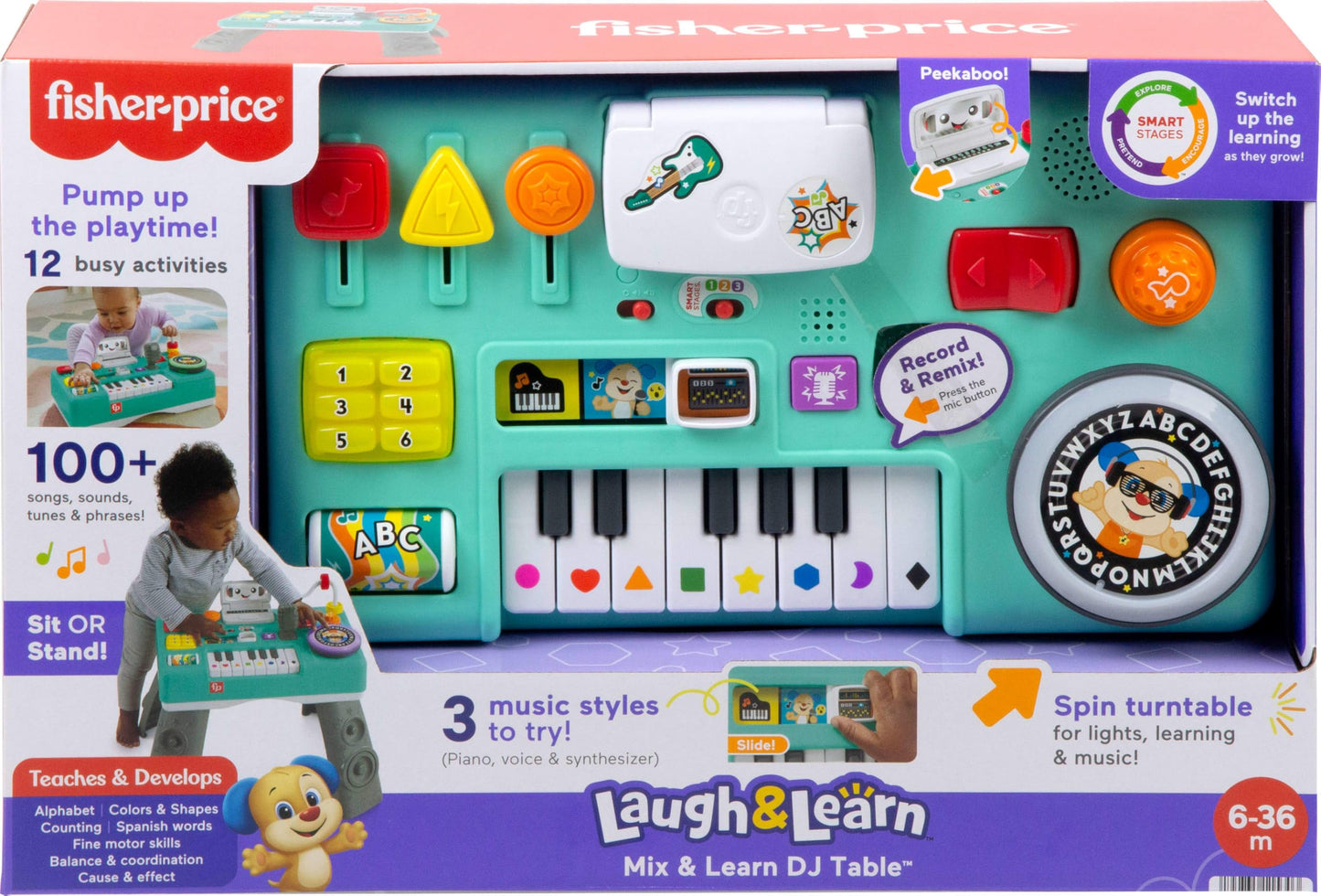 Fisher-Price Baby & Toddler Toy Laugh & Learn Mix & Learn DJ Table with Music Lights & Activities for Developmental Play Infants