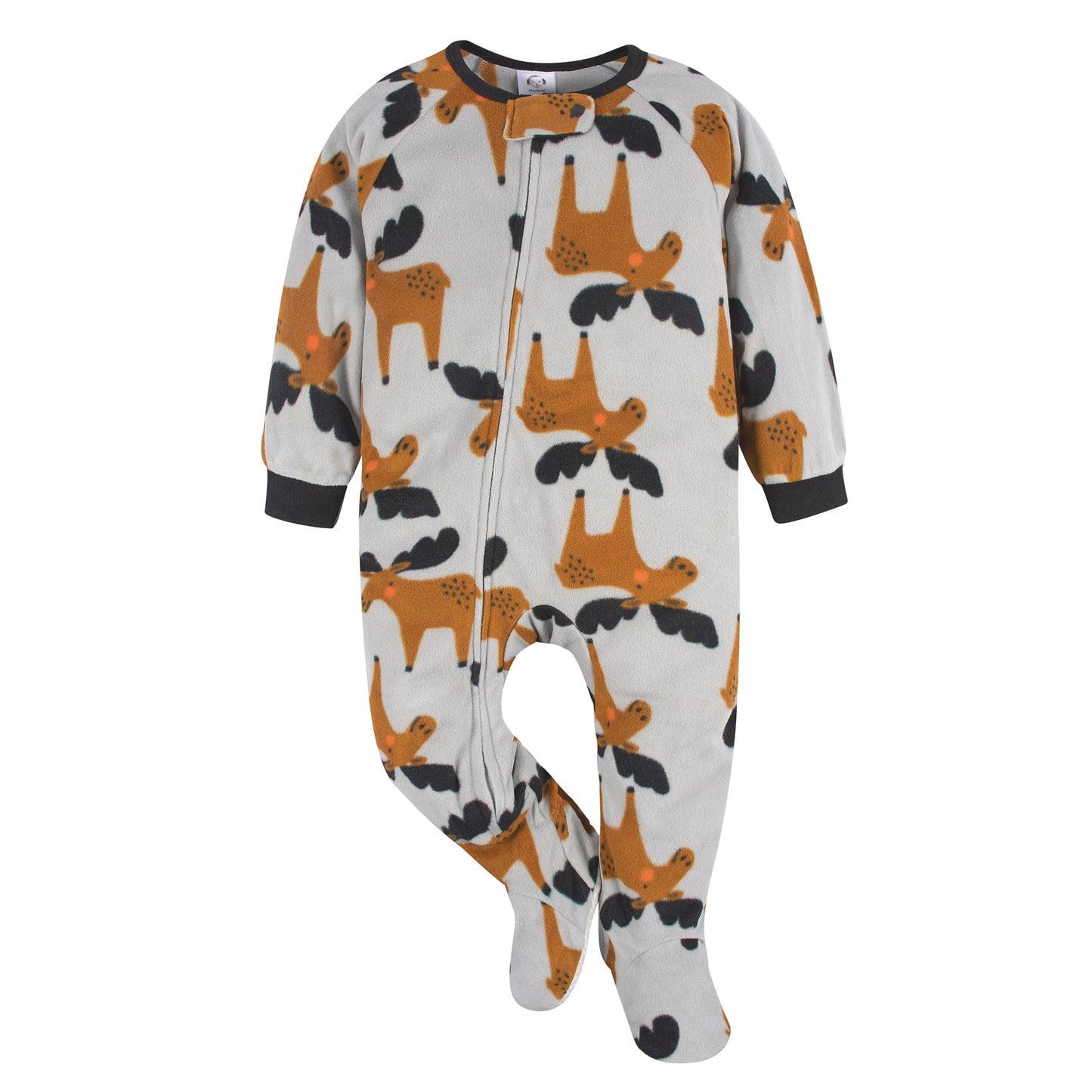 Gerber Baby Boys Toddler Loose Fit Flame Resistant Fleece Footed Pajamas 2-Pack, Grey Moose, 2T