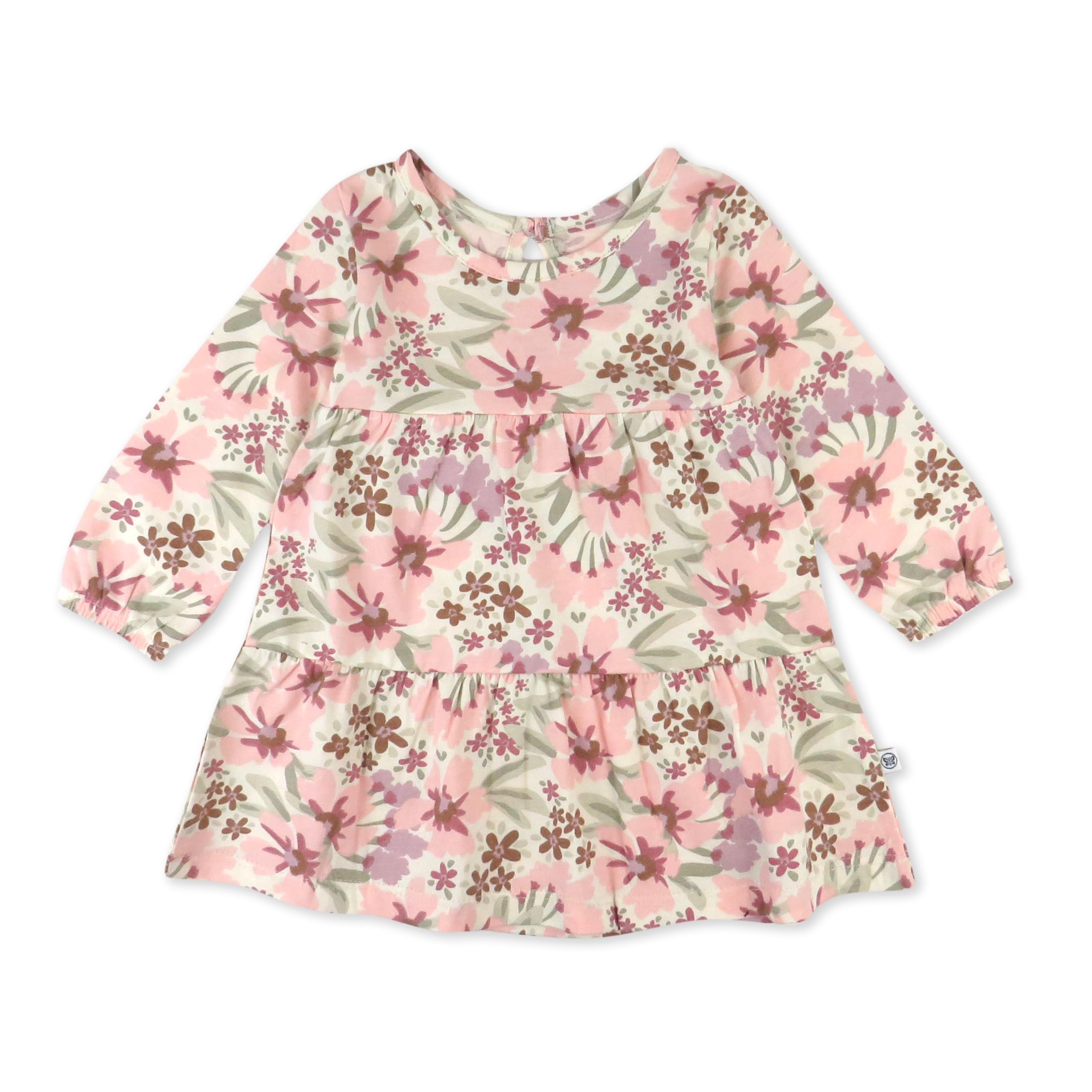 Honestbaby Long Sleeve Tiered Dress,Girl,Painted Floral Pink,6-9 Month – Cutebab WBBAPB0D5FK8YR5