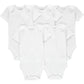 Wan-A-Beez 5 Pack Baby Girls and Boys Short Sleeve Bodysuits (6-9 Months, Solid White)