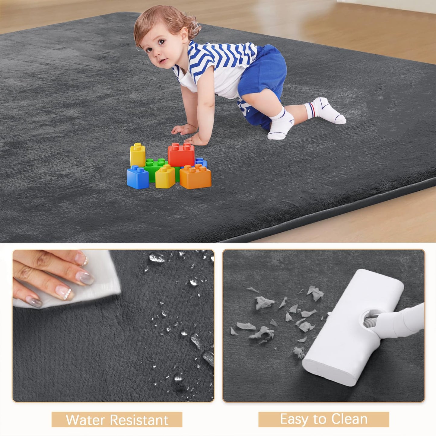Separo Thick Baby Play Mat For Floor,Padded Foam 59X39 Nursery Rug,Ultra Soft Support & Plush Feel Tummy Time Mat,Non Slip For T