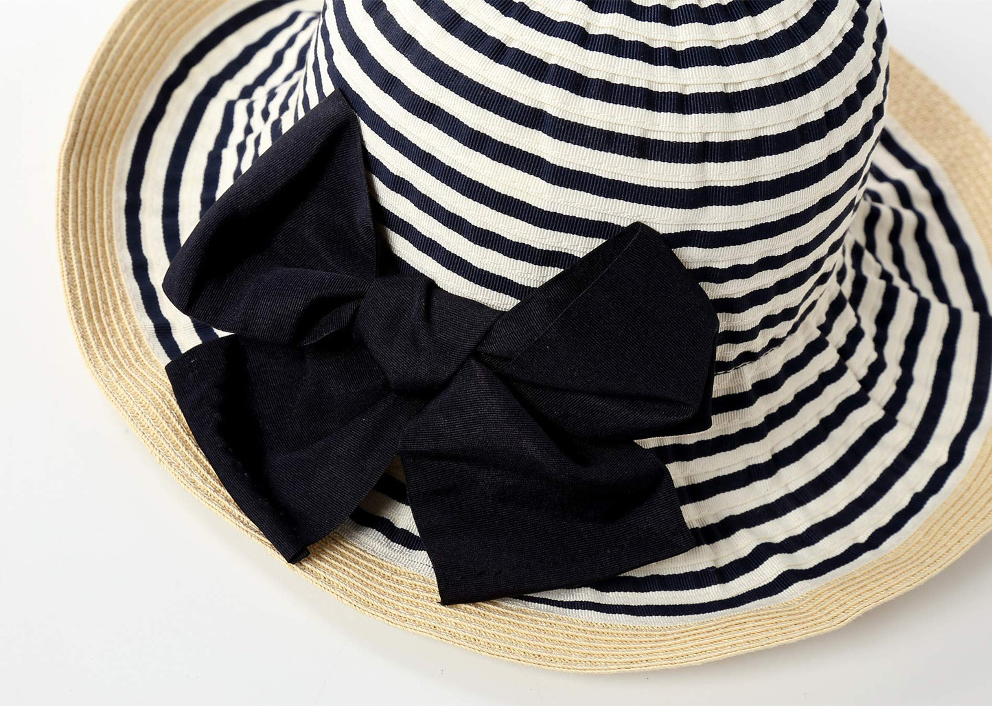 Connectyle Little Girls Upf 50+ Sun Protection Hats For Summer Beach Sun Cap With Bow M Navy Blue