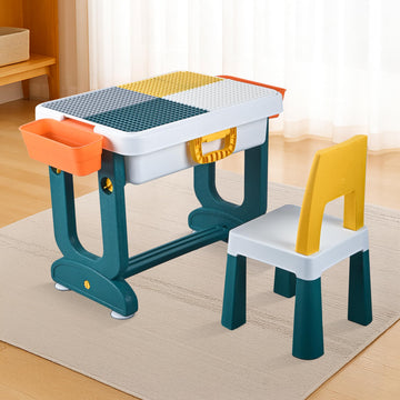 Kuber Industries Plastic Kids Study Table And Chair Set | 4 In 1 MultiFunctional Learner And Study Desk For Children 38 Years 