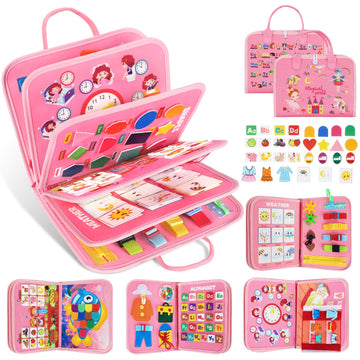 URMYWO Busy Board - Montessori Toys for 1-4 Year Olds, Busy Book Toddler Activities with Fine Motor Skills, Autism Sensory Gifts