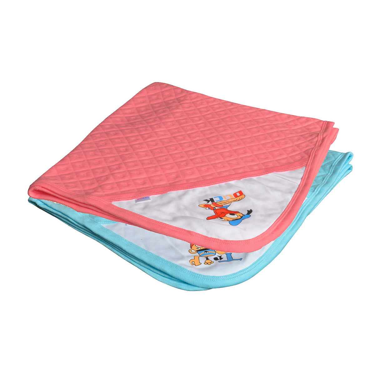 CATCUB Ultra Soft Cotton Jacquard Baby Hooded Towel Combo (Blue , Coral Pink)  Pack of 2