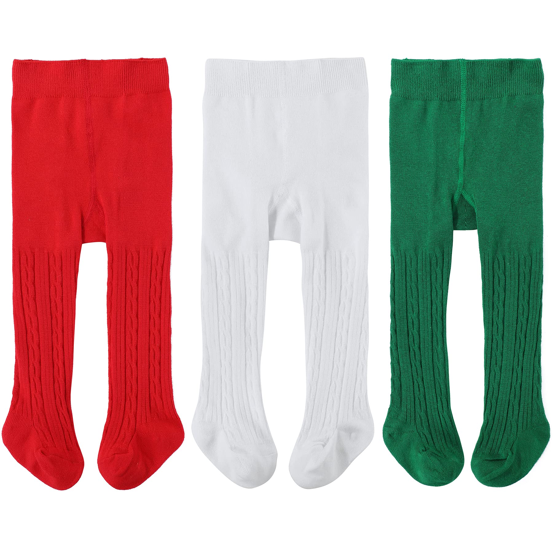 Zando Cable Knit Christmas Tights Seamless Baby Tights 12-18 Months Red Tights For Baby Girl Green Tights For Baby Girls Soft Ba