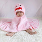 Tonwhar 0-4 Years Toddlers' And Kids' Boys Girls Animal Face Hooded Blanket Baby'S Bathrobe,Plush After Bath Blanket(Pink Shark)