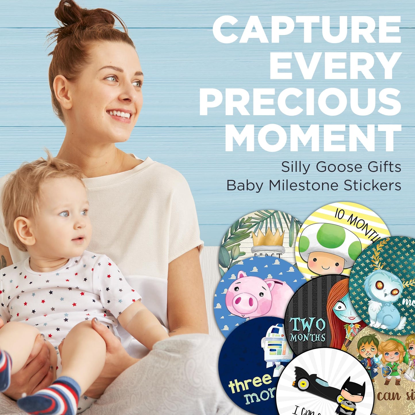 Silly Goose Gifts Darling Character Themed Baby Milestone Stickers - Adorable Character Themes Perfect For Baby Boys & Girls - M