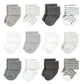 Hudson Baby Unisex Baby Cotton Rich Newborn And Terry Socks, Gray Stripe 12 Pack, 0-6 Months