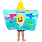 Franco Baby Shark Bath/Pool/Beach Soft Cotton Terry Hooded Towel Wrap, 24 In X 50 In, Kids