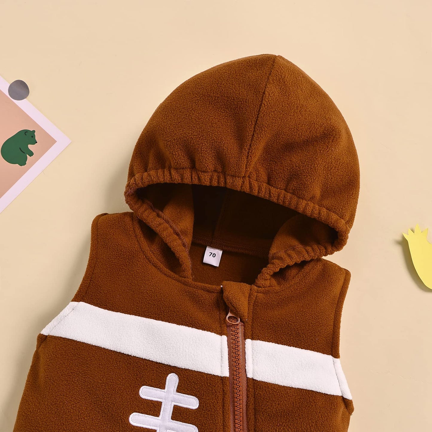 Beqeuewll Unsiex Infant Baby Boys Girls Halloween Pumpkin Costume Romper Bodysuit Outfits Dress Up Set (Football Set Brown, 6-12