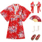 Cutey May Japanese Traditional Dress For Girls Costume Kimono For Kids Set (Red, 10-12Years(150Cm))