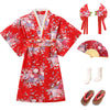 Cutey May Japanese Traditional Dress For Girls Costume Kimono For Kids Set (Red, 10-12Years(150Cm))