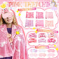 Fanfanwin 18 Pcs Sleepover Party Supplies For Girls, 6 Glow In The Dark Pink Blanket 6 Coral Fleece Spa Headband 6 Plush Eye Mas