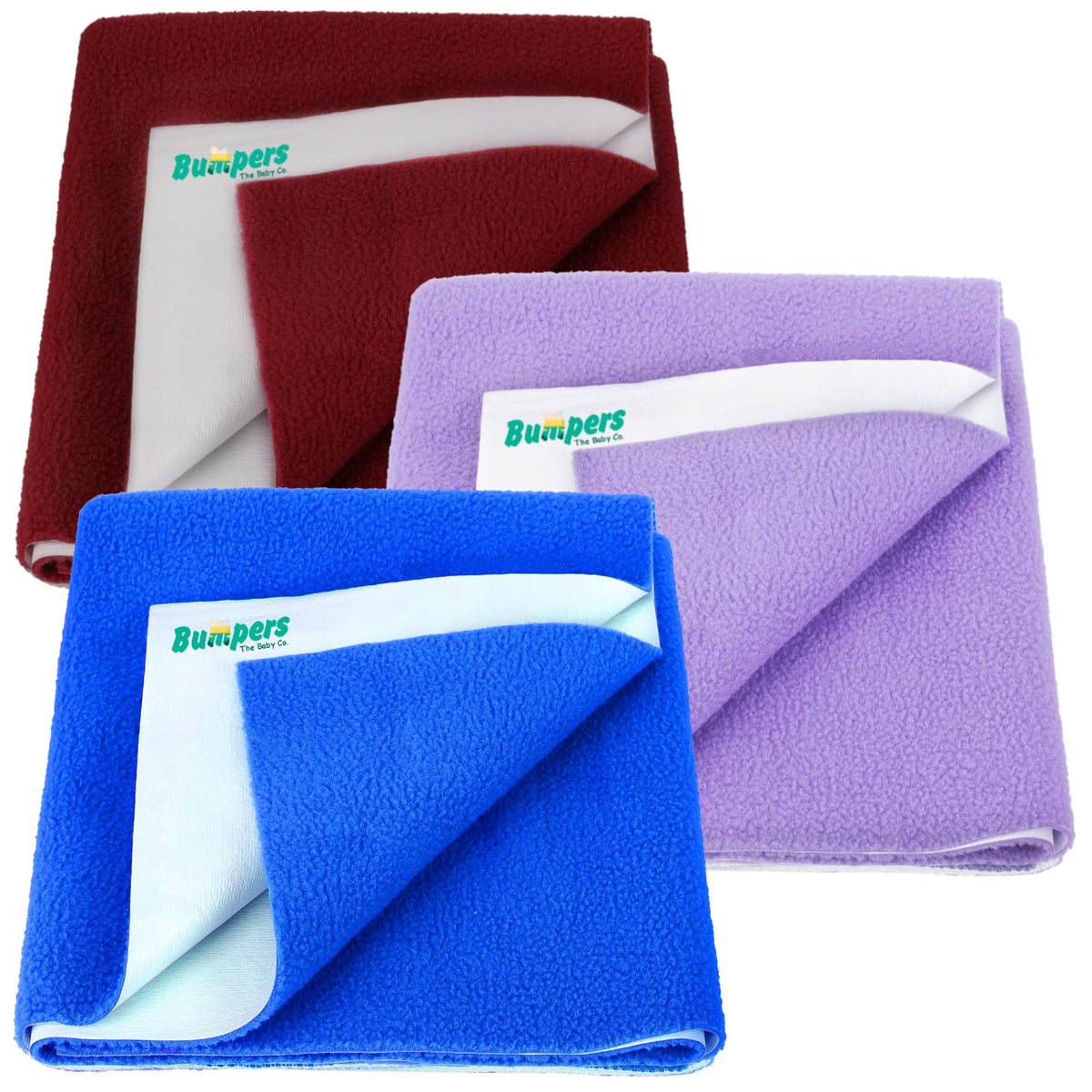 Bumpers AntiPiling Quick Dry & Absorbent Sheet Polycotton Baby Bed Protecting Waterproof Mat (Royal Blue, Violet, Maroon, Small
