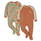 Gerber Baby Boys Toddler Loose Fit Flame Resistant Fleece Footed Pajamas 2-Pack, Fox Green, 5T