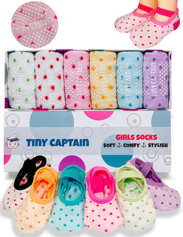 Tiny Captain Baby Toddler Girls Grip Socks 1-3 Year Old Anti Slip w/Strap Socks 1 Year old Girl Gift(as1, age, 1_year, 3_years, 
