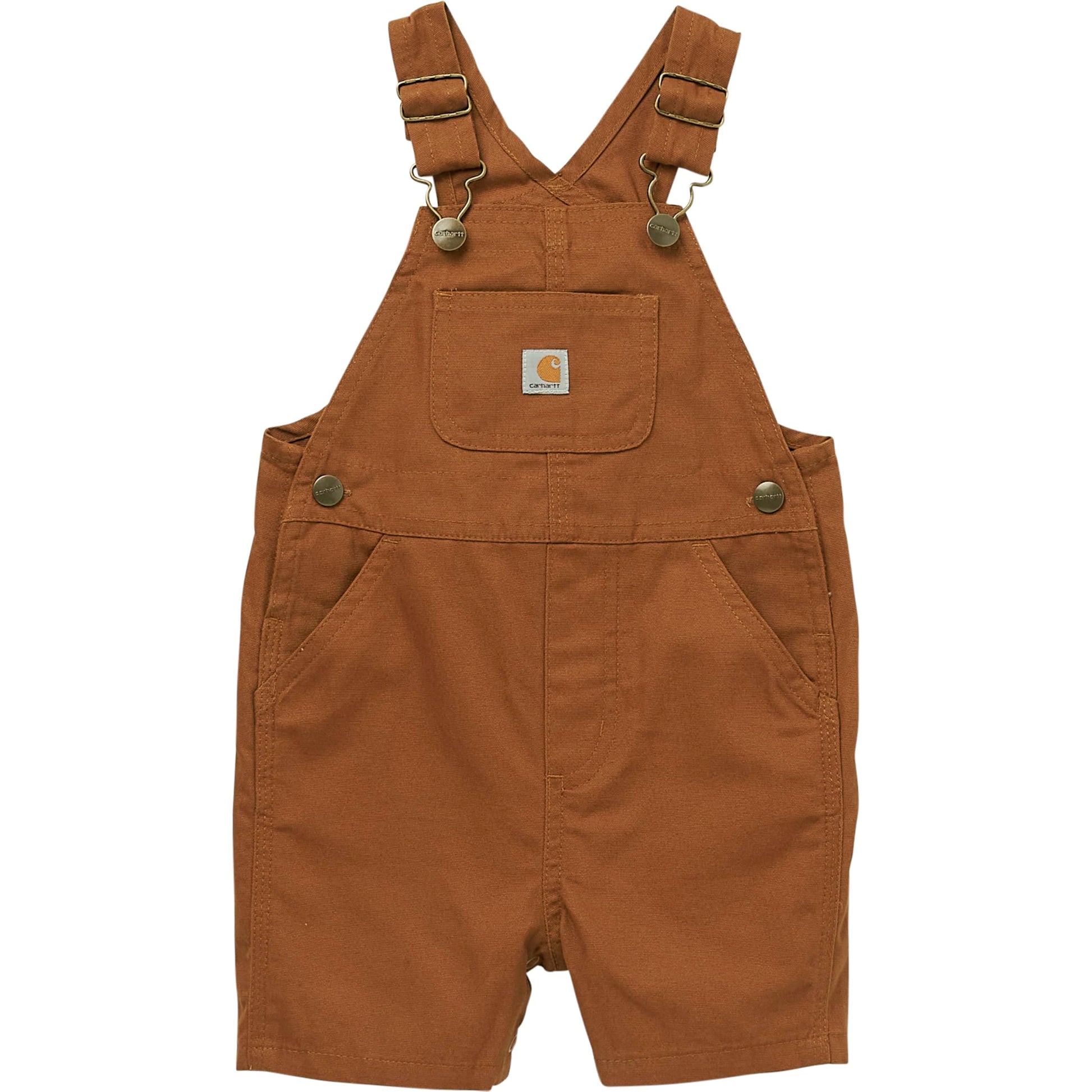 Carhartt Unisex Baby Loose Fit Overall Shorts Canvas Shortalls, Carhartt Brown, 2 Toddler