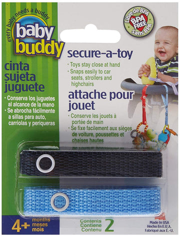 Baby Buddy Secure-A-Toy, Safety Strap Secures Toys, Teether, Or Pacifiers To Strollers, Highchairs, Car Seats, Adjustable Length
