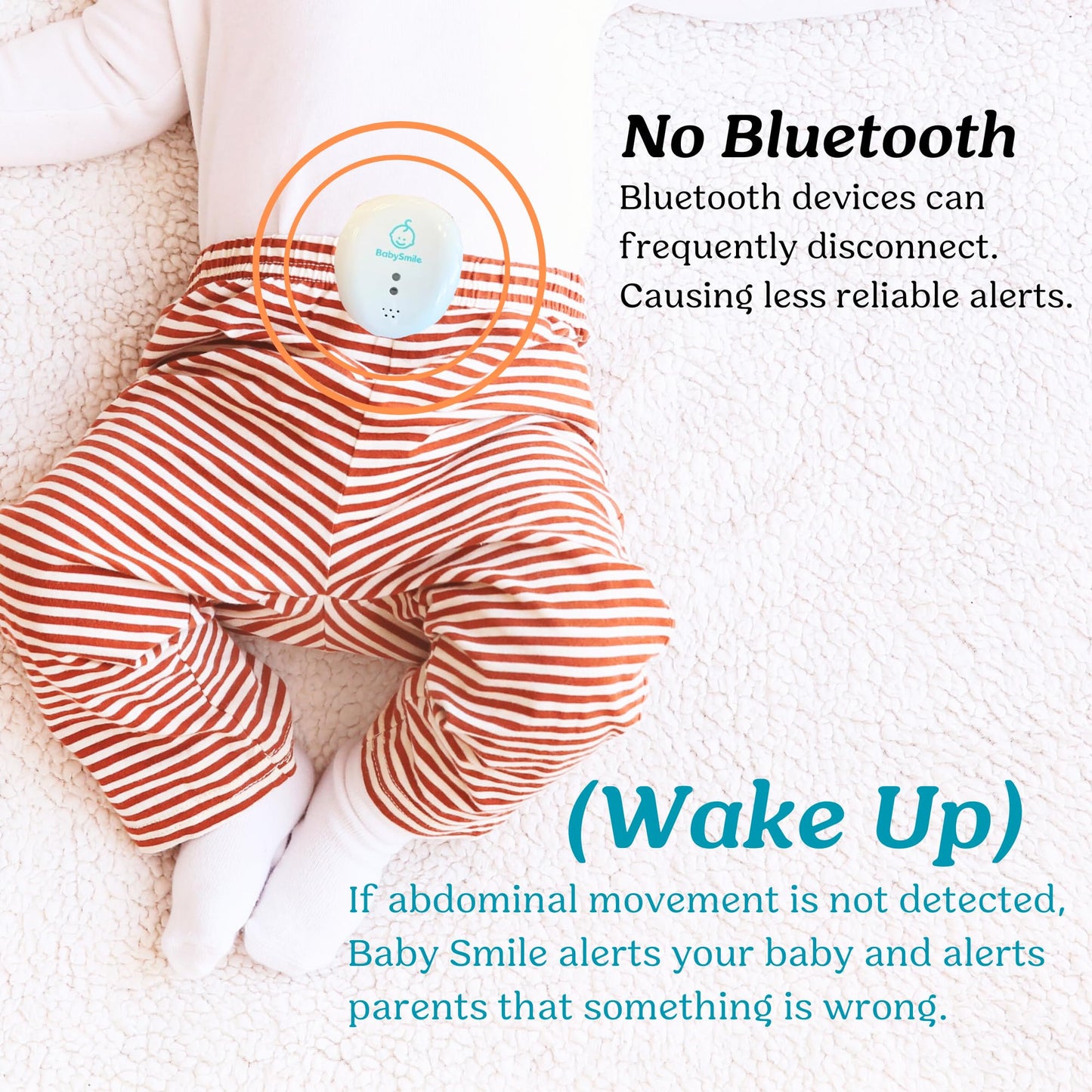 Baby Smile Baby Motion Breathing Monitor | Baby Abdominal Movement Monitor | Audible Alerts For Quick Alerts | Diaper Clip | No